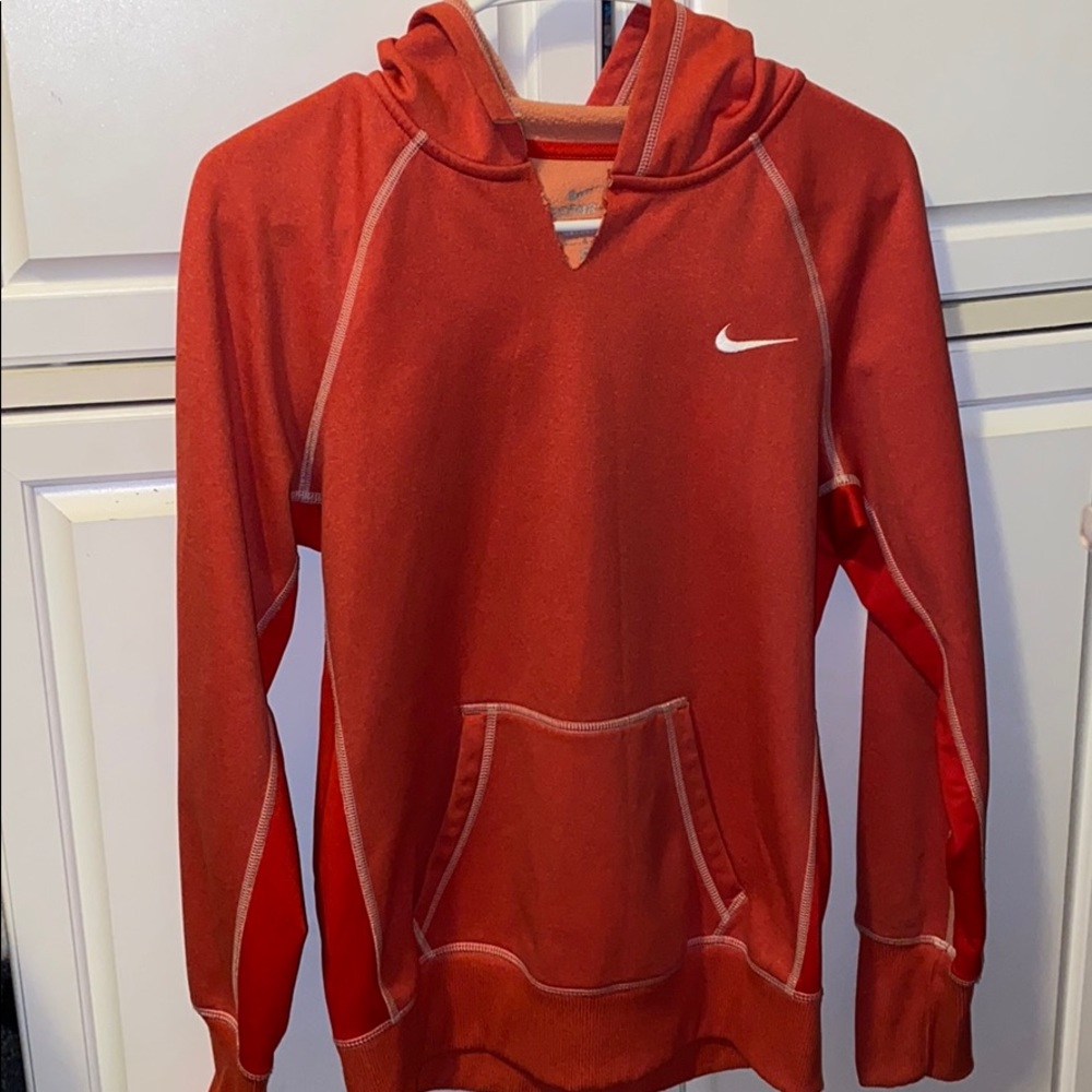 Red Nike v-neck hoodie